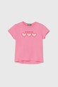United Colors of Benetton t-shirt bawełniany dziecięcy aplikacja różowy 3I1XG10ER.P.Seasonal