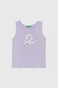 фиолетовой Детский хлопковый топ United Colors of Benetton Для девочек