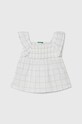 Дитяча льняна блузка United Colors of Benetton візерунок білий 56A9CQ02Q.G.Seasonal