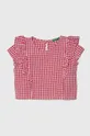 czerwony United Colors of Benetton bluzka bawełniana dziecięca Dziewczęcy