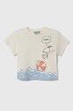 United Colors of Benetton t-shirt bawełniany dziecięcy nadruk beżowy 3096G10EZ.P.Seasonal