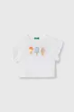 bela Otroška bombažna kratka majica United Colors of Benetton Dekliški