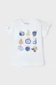 блакитний Дитяча бавовняна футболка Mayoral Для дівчаток