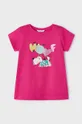 różowy Mayoral t-shirt bawełniany dziecięcy Dziewczęcy