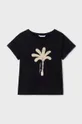 чёрный Детская хлопковая футболка Mayoral Для девочек