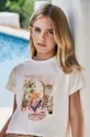 μπεζ Παιδικό βαμβακερό μπλουζάκι Mayoral Για κορίτσια
