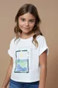 biały Mayoral t-shirt bawełniany dziecięcy Dziewczęcy