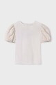 Mayoral t-shirt bawełniany dziecięcy 6014.8F.Junior.PPYH beżowy SS24