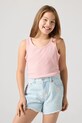 Levi's top dziecięcy LVG MEET AND GREET RIBBED TANK z elastanem różowy 4EK116