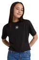 чорний Дитяча бавовняна футболка Converse Для дівчаток