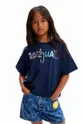 темно-синій Дитяча бавовняна футболка Desigual Для дівчаток