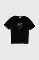 Pinko Up t-shirt dziecięcy aplikacja czarny S4PIJGTH056