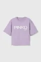 vijolična Otroška bombažna kratka majica Pinko Up Dekliški