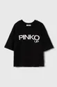 czarny Pinko Up t-shirt bawełniany dziecięcy Dziewczęcy