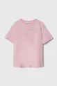 różowy Pinko Up t-shirt bawełniany Dziewczęcy