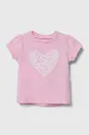 różowy Guess t-shirt niemowlęcy Dziewczęcy