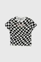 črna Otroška bombažna kratka majica Vans WARPED 66 CHECK CREW Dekliški