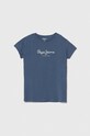 Pepe Jeans tricou copii HANA GLITTER print albastru PG503064