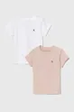 ružová Detské bavlnené tričko Calvin Klein Jeans 2-pak Dievčenský