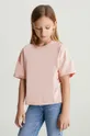 różowy Calvin Klein Jeans t-shirt bawełniany dziecięcy Dziewczęcy