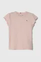 roza Otroška kratka majica Tommy Hilfiger Dekliški