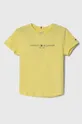 zlatna Dječja pamučna majica kratkih rukava Tommy Hilfiger Za djevojčice