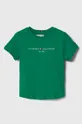 zielony Tommy Hilfiger t-shirt bawełniany dziecięcy Dziewczęcy