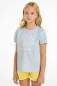 niebieski Tommy Hilfiger t-shirt bawełniany dziecięcy Dziewczęcy