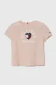 roza Otroška bombažna kratka majica Tommy Hilfiger Dekliški