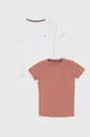 różowy Tommy Hilfiger t-shirt bawełniany dziecięcy 2-pack Dziewczęcy
