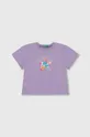 фіолетовий Дитяча бавовняна футболка United Colors of Benetton Для дівчаток