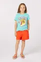 modra Otroška bombažna kratka majica Kenzo Kids Dekliški
