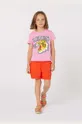 roza Otroška bombažna kratka majica Kenzo Kids Dekliški