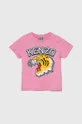 Детская хлопковая футболка Kenzo Kids розовый