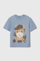 Παιδικό βαμβακερό μπλουζάκι United Colors of Benetton στάμπα μπλε 3096G10DA.P.Seasonal