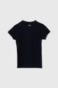 Otroška bombažna kratka majica Lacoste mornarsko modra
