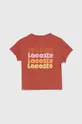 Otroška bombažna kratka majica Lacoste bordo