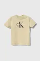 beżowy Calvin Klein Jeans t-shirt dziecięcy Dziecięcy