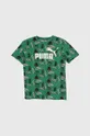 zelená Detské bavlnené tričko Puma ESS+ MID 90s AOP B Detský