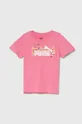 różowy Puma t-shirt bawełniany dziecięcy ESS+ SUMMER CAMP Tee Dziecięcy