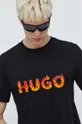 чёрный Хлопковая футболка HUGO