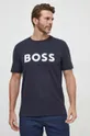 Pamučna majica Boss Green mornarsko plava