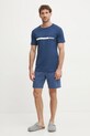 Bavlnené tričko BOSS 50517970 modrá SS25