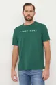 Bombažna kratka majica Tommy Jeans zelena