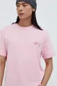 roza Bombažna kratka majica Tommy Jeans