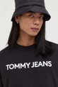 μαύρο Βαμβακερό μπλουζάκι Tommy Jeans