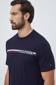 Bavlnené tričko Tommy Hilfiger potlač tmavomodrá MW0MW33688
