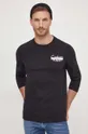 nero Calvin Klein top a maniche lunghe in cotone