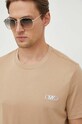 Βαμβακερό μπλουζάκι Michael Kors μπεζ CH351RH1V2
