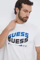Bombažna kratka majica Guess bež